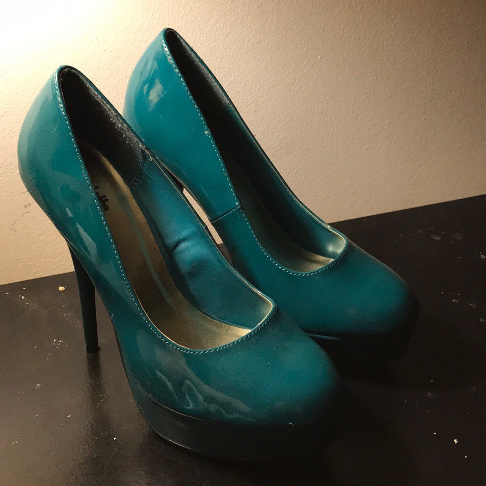 Teal Platform Stiletto Pumps